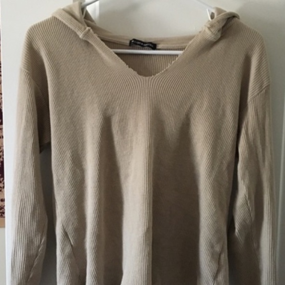 Waffle knit pullover hoodie
